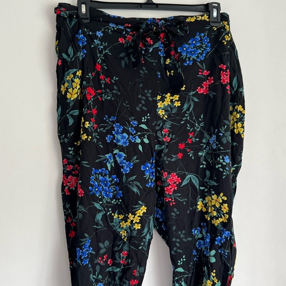 ESSENTIALS ABS size 2X Ladies Vivid Floral Pants PullOn Elastic flat Tie - Picture 9 of 10